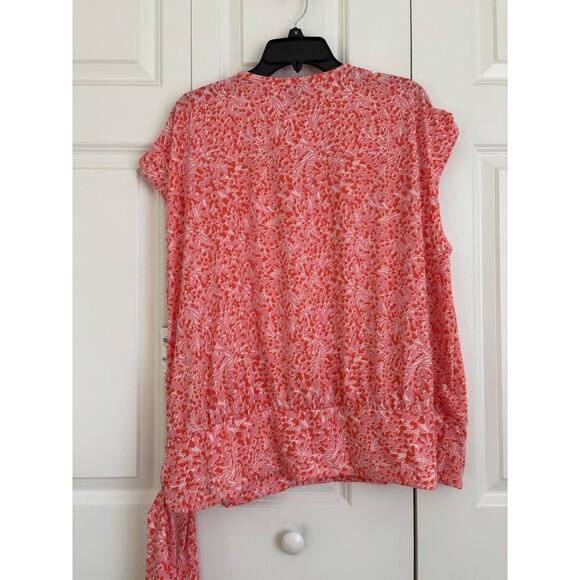 INC International Concepts Tops Women's Cap Sleeve Side Tie Print Pink Plus Size - Picture 4 of 8